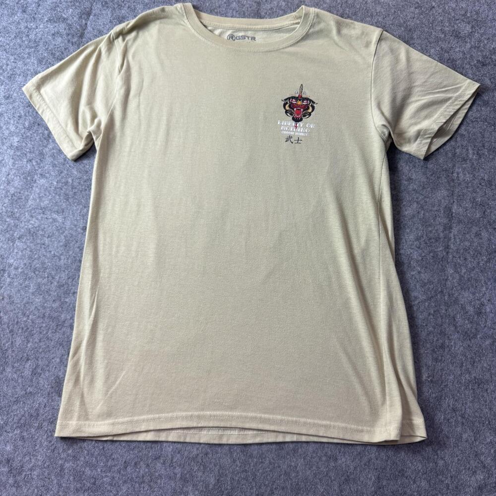 RGSTR Shirt Mens Medium Beige Liberty Or Nothing Tiger Graphic Tee Tokyo Japan